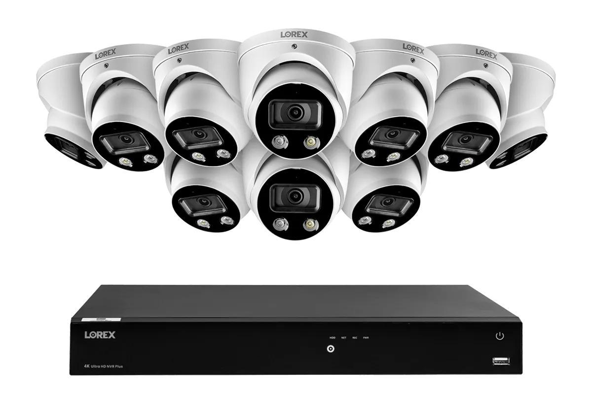 16-Channel 4K Ultra HD Fusion NVR IP System with Smart Deterrence Dome Cameras