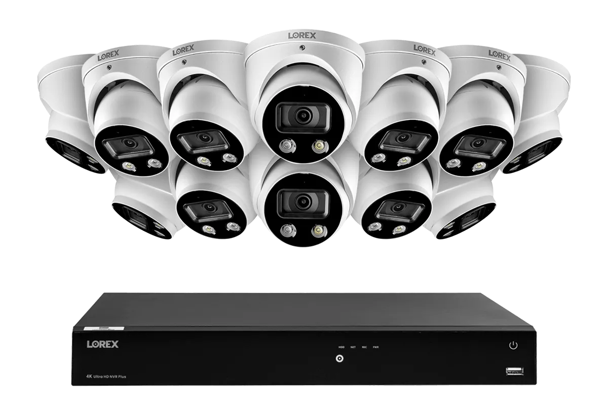 16-Channel 4K Ultra HD Fusion NVR IP System with Smart Deterrence Dome Cameras