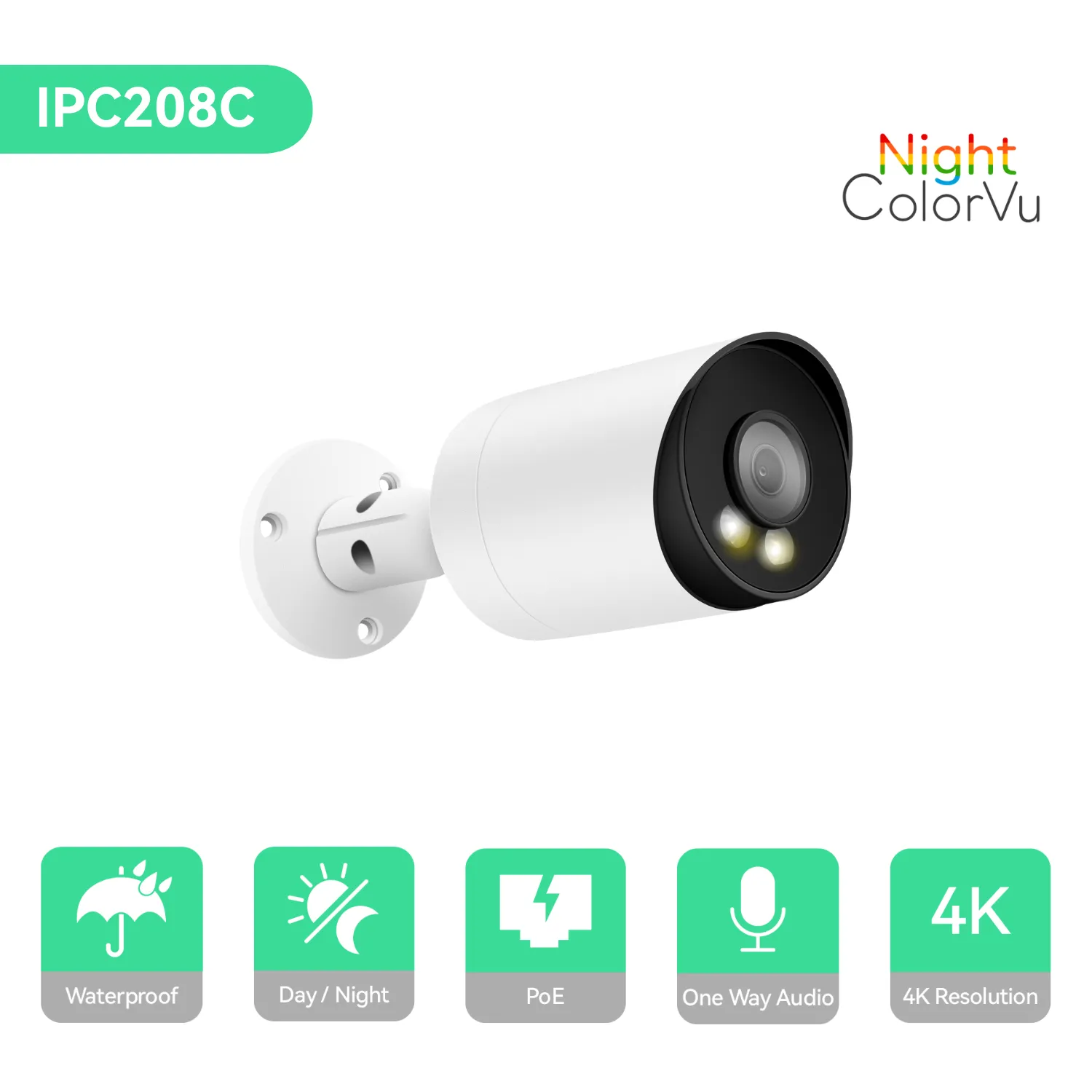 16CH PoE IP Camera System with (10) 4K Night Color Vision Cameras, 4TB HDD