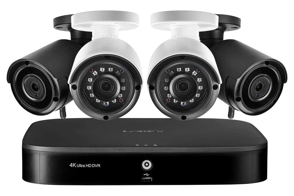 8-Channel Wired/Wireless Security Camera System with Two Wireless and Two 2K (4MP) Resolution Security Cameras