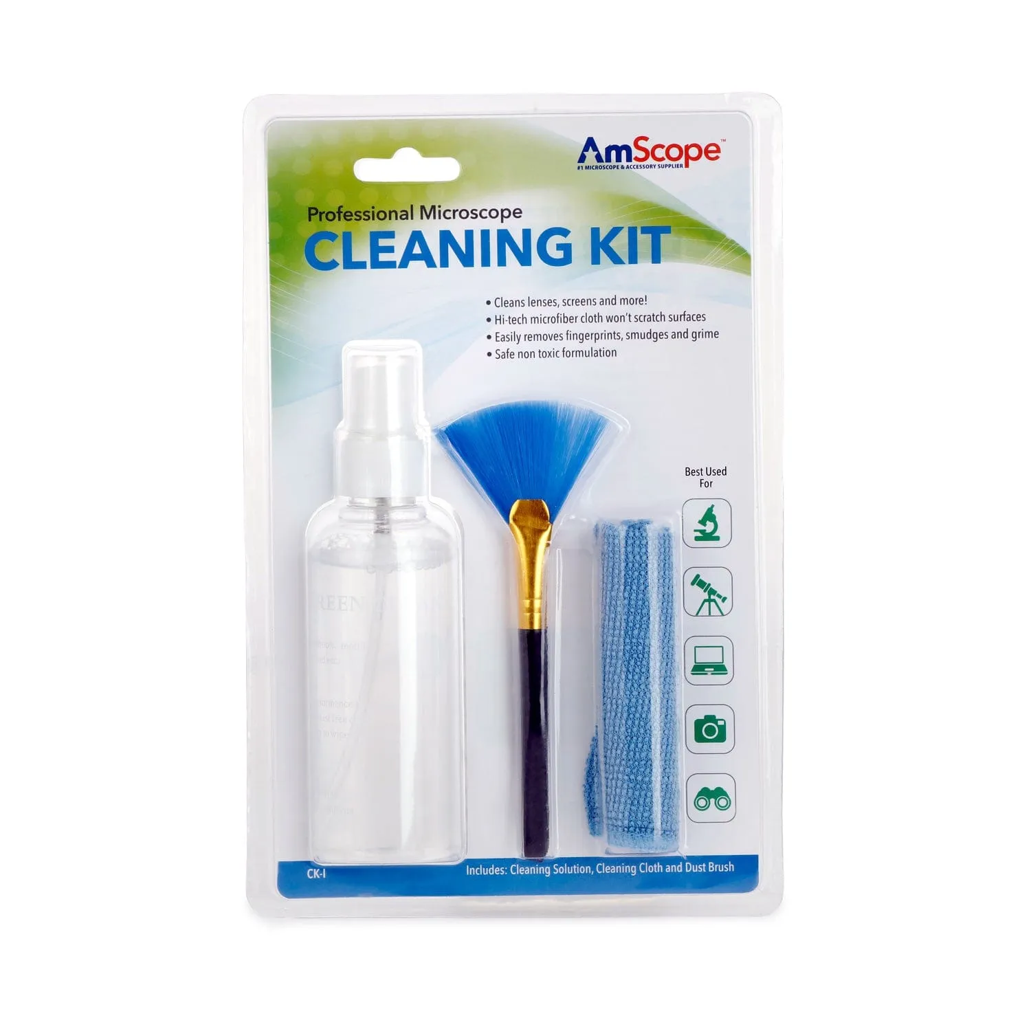 AmScope 3-in-1 Professional Cleaning Kit for Microscopes, Cameras, Laptops, and LCD Screens