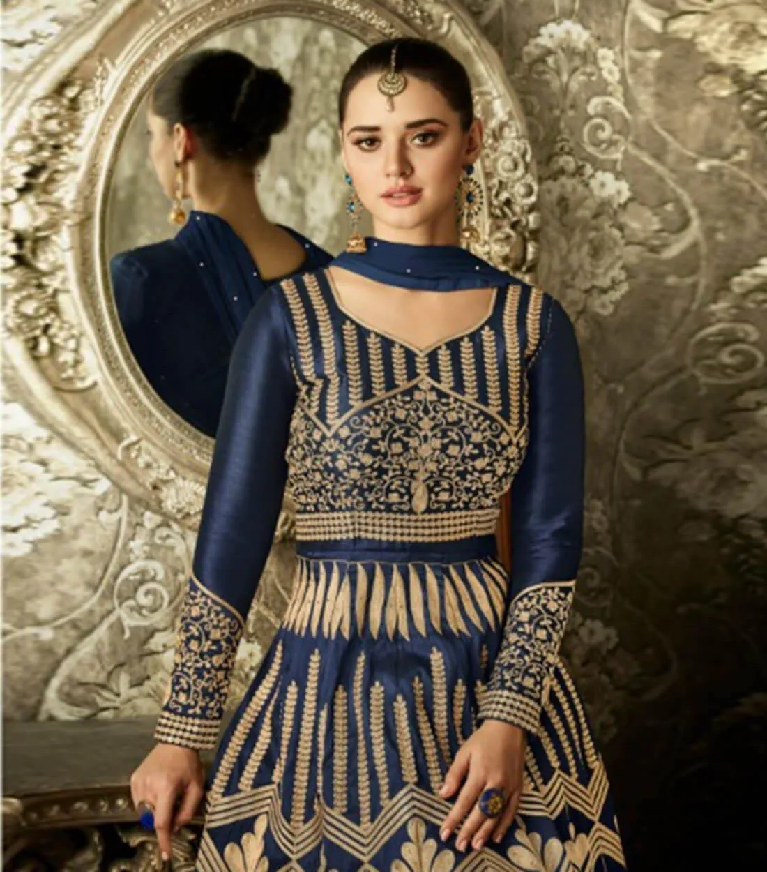 Blue Bangalori Silk Semi Stitch Suit