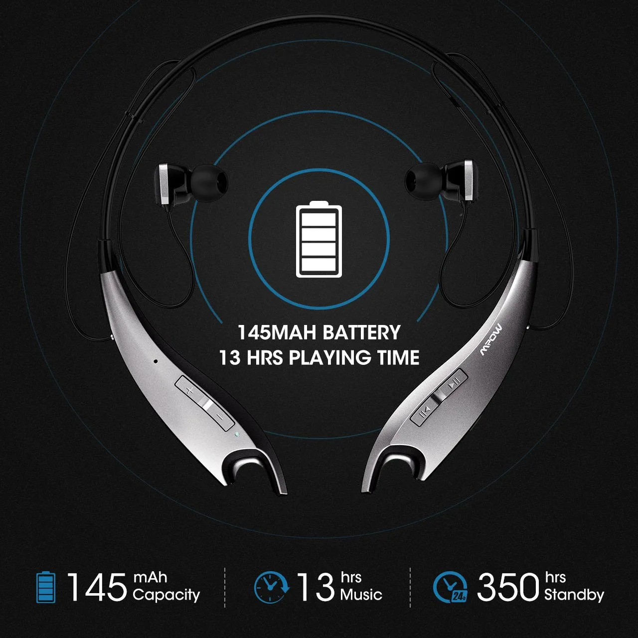 Bluetooth Headphones With 13 Hours Playtime