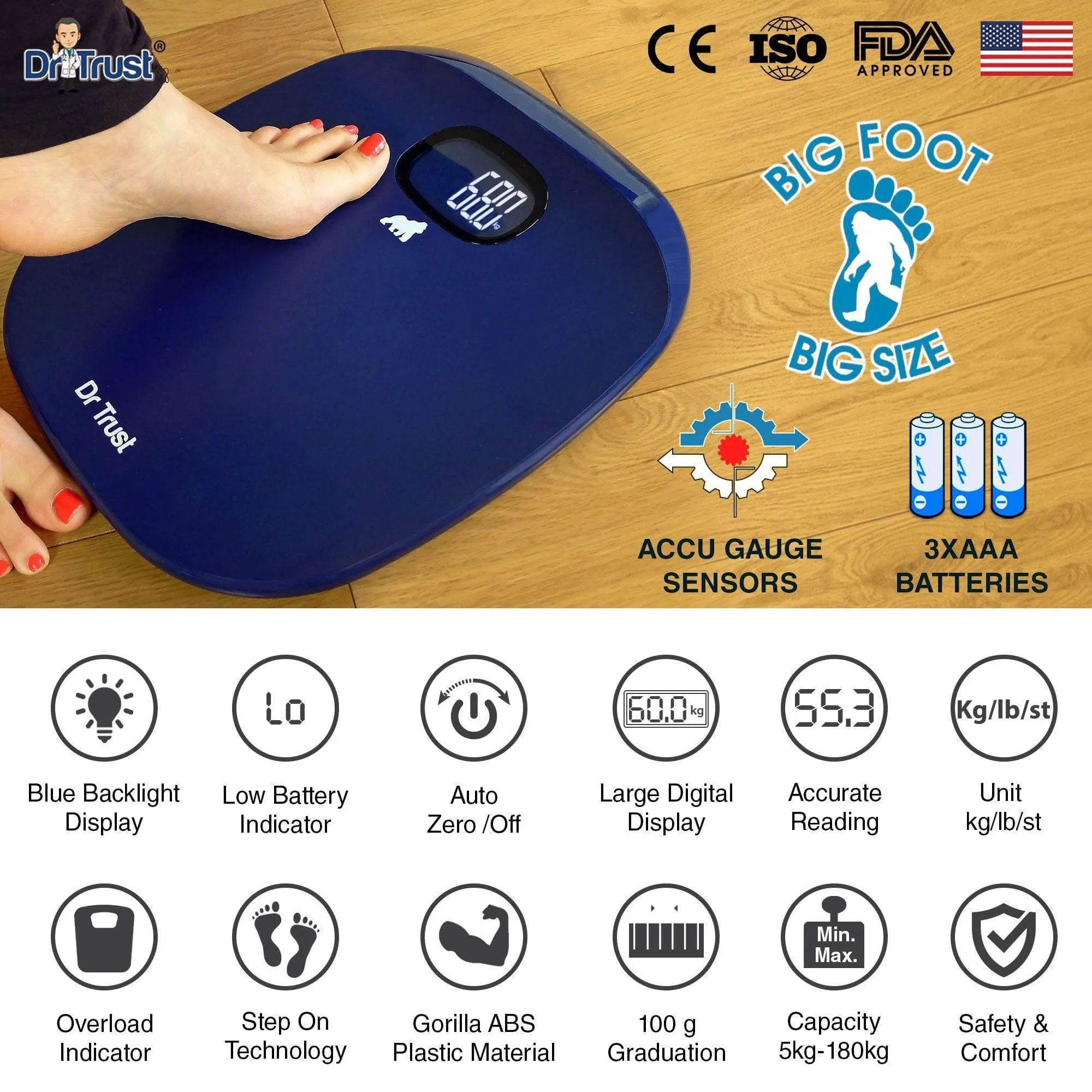 Dr Trust USA ABS Absolute Personal Scale (Blue) Weighing Machine