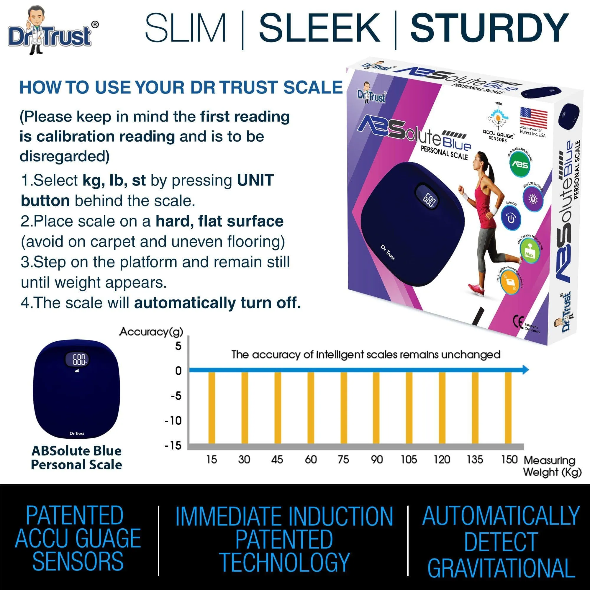 Dr Trust USA ABS Absolute Personal Scale (Blue) Weighing Machine