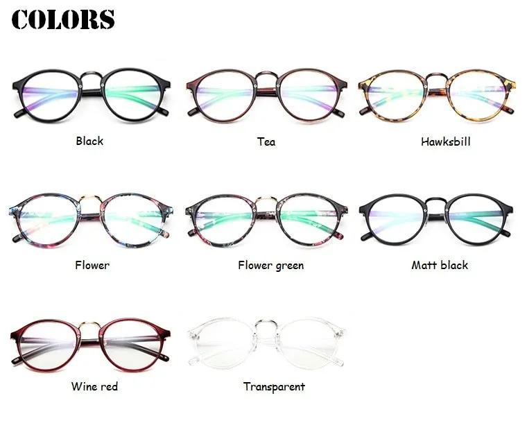 Fashion Transparent Round Glasses Clear Frame Women Spectacle Myopia