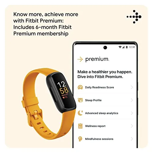 Fitbit Inspire 3 Health & Fitness Tracker with Stress Management, Workout Intensity, Sleep Tracking, 24/7 Heart Rate and more, Morning Glow/Black, One Size (S & L Bands Included)