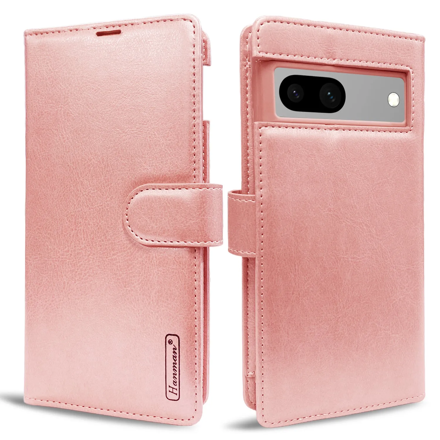 Hanman Google Pixel 7a Leather Case Rose Gold