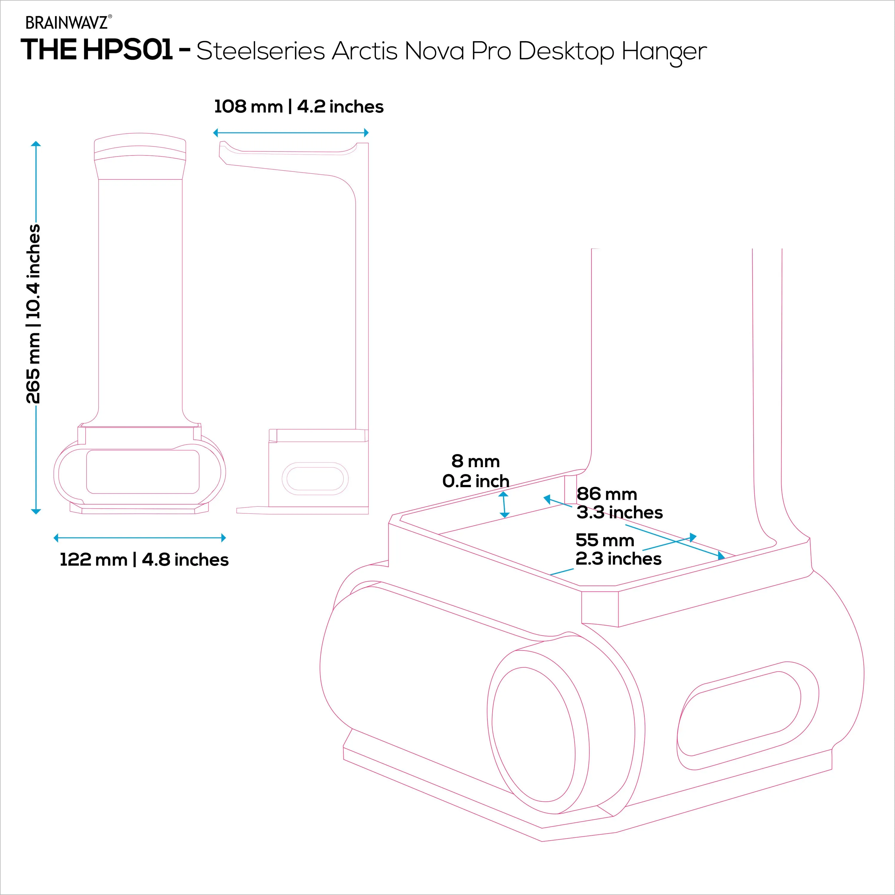 Headphone Stand Designed for Steelseries Arctis Nova Pro Wireless Headsets with Dock for the Wireless Base Station