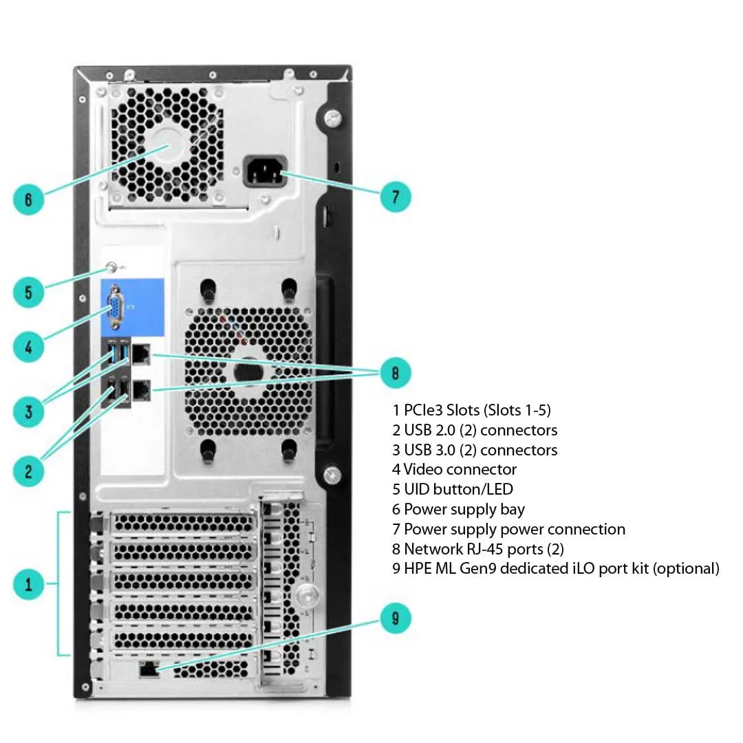 HPE ProLiant ML110 Gen9 E5-2620v4 8GB-R B140i 4LFF 350W PS Base Server | 838503-B21