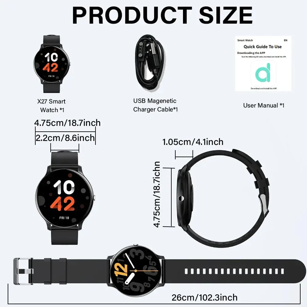 LAXASFIT Multi-Function Smart Watch Bluetooth Voice Call Music Control Pedometer IP68 Waterproof Fashion Sports Smartwatch