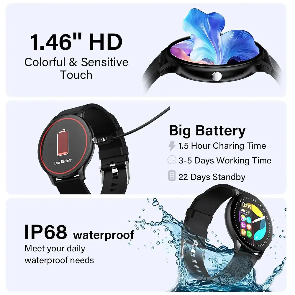 LAXASFIT Multi-Function Smart Watch Bluetooth Voice Call Music Control Pedometer IP68 Waterproof Fashion Sports Smartwatch