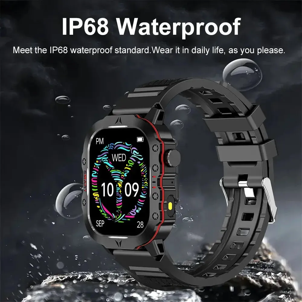 LAXASFIT New Smart Watch LED Flashlight Outdoor Sports HD Screen Bluetooth Call IP68 Waterproof Ultra Long Standby Smart Watch