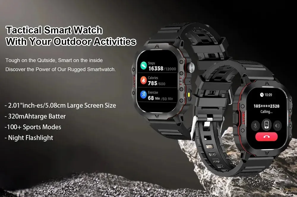 LAXASFIT New Smart Watch LED Flashlight Outdoor Sports HD Screen Bluetooth Call IP68 Waterproof Ultra Long Standby Smart Watch