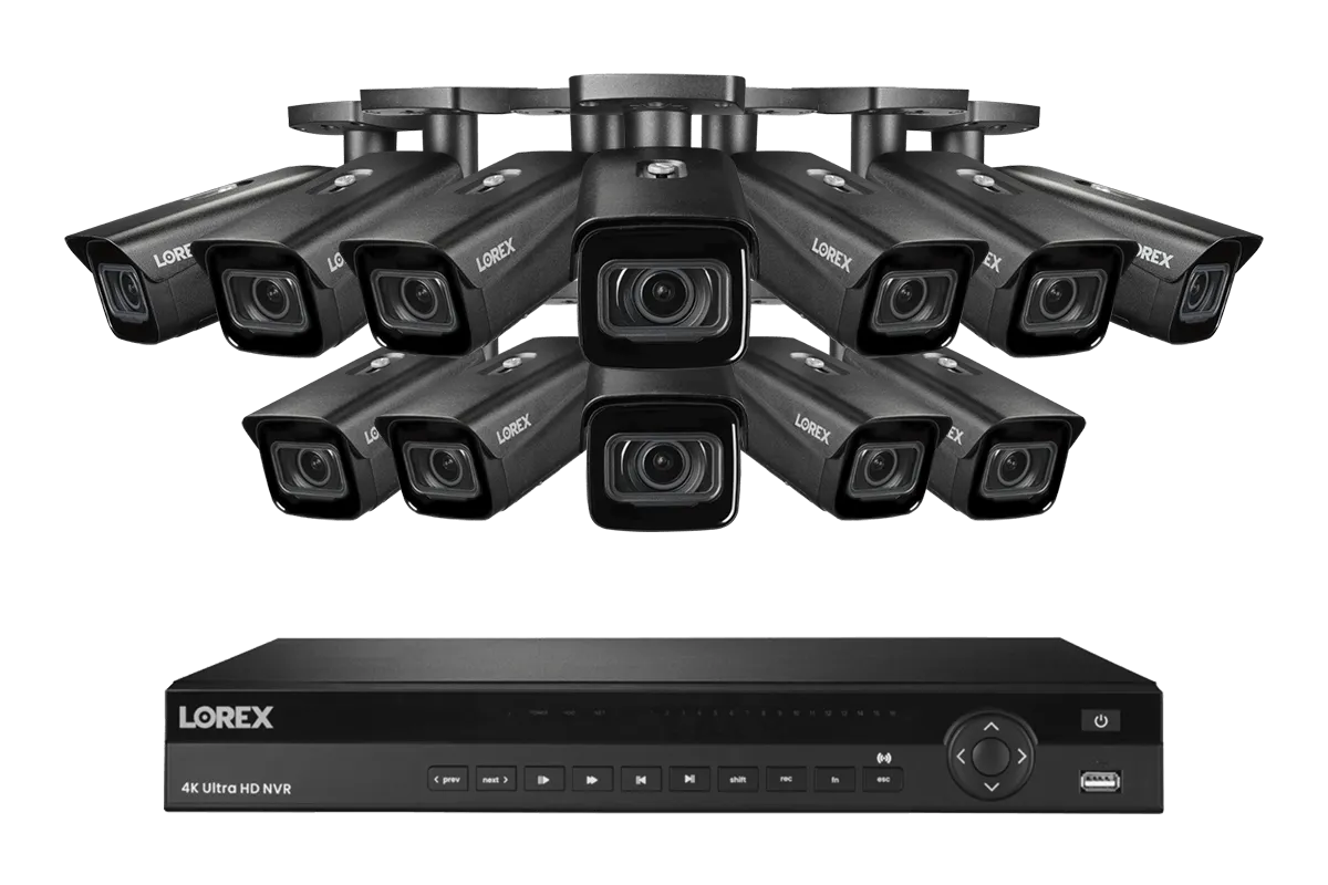 Lorex 4K (16 Camera Capable) 4TB Wired NVR System with Nocturnal 4 Smart IP Bullet Cameras Featuring Motorized Varifocal Lens, Vandal Resistant and 30FPS Recording