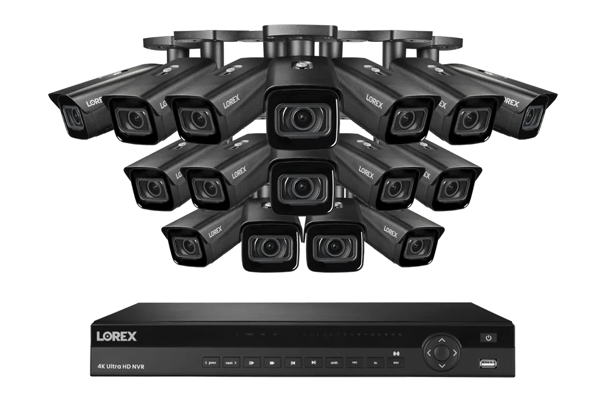 Lorex 4K (16 Camera Capable) 4TB Wired NVR System with Nocturnal 4 Smart IP Bullet Cameras Featuring Motorized Varifocal Lens, Vandal Resistant and 30FPS Recording