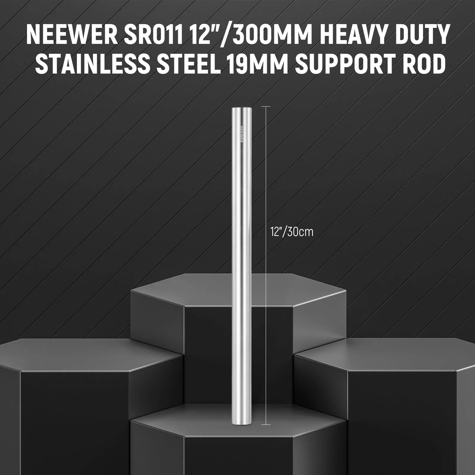 NEEWER SR010/SR011 Heavy Duty Stainless Steel 19mm Support Rod