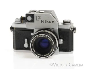 Nikon F Camera Body w/ Chrome Photomic Prism & 50mm f2 Lens -New Seals-