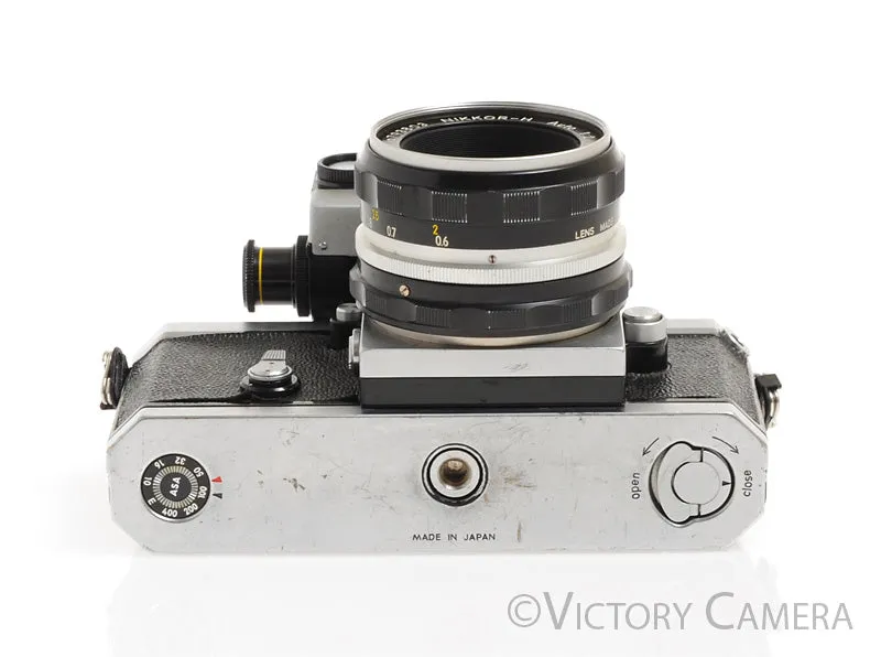 Nikon F Camera Body w/ Chrome Photomic Prism & 50mm f2 Lens -New Seals-