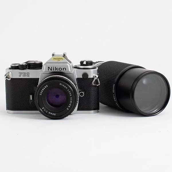 Nikon FE2 Kit with Nikon Series E 50mm f/1.8 and 70-200 f/4 lens