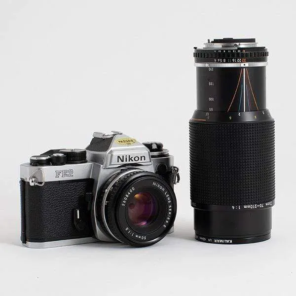 Nikon FE2 Kit with Nikon Series E 50mm f/1.8 and 70-200 f/4 lens