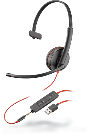 Plantronics BLACKWIRE 3215-A USB Mono Headset-3.5mm and USB