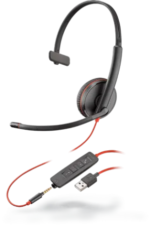 Plantronics BLACKWIRE 3215-A USB Mono Headset-3.5mm and USB