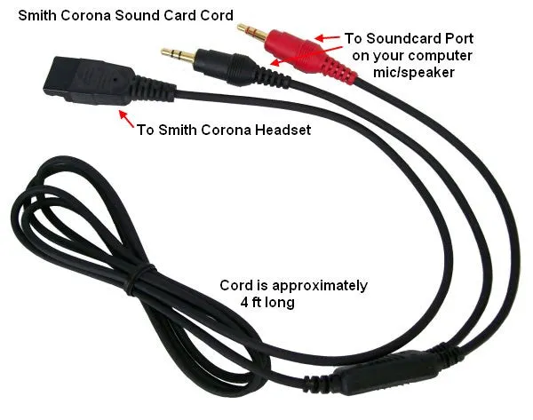 Soundcard Cord for SC Classic, GN/Jabra QD Headsets for use on computers