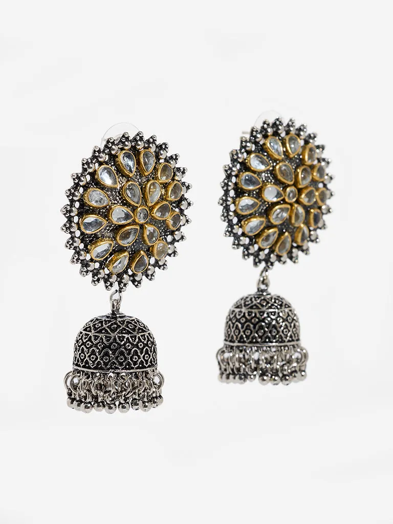 Westside Accessories Silver Oxidized Jhumka Earrings