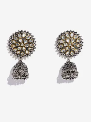 Westside Accessories Silver Oxidized Jhumka Earrings