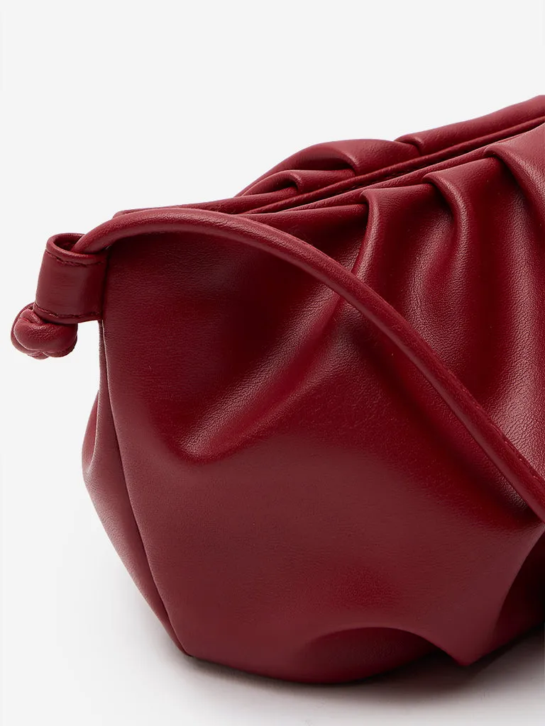 Women Accessories Red Pleated Sling Bag