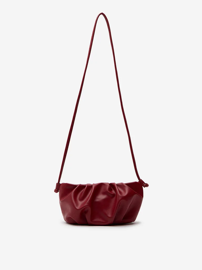 Women Accessories Red Pleated Sling Bag