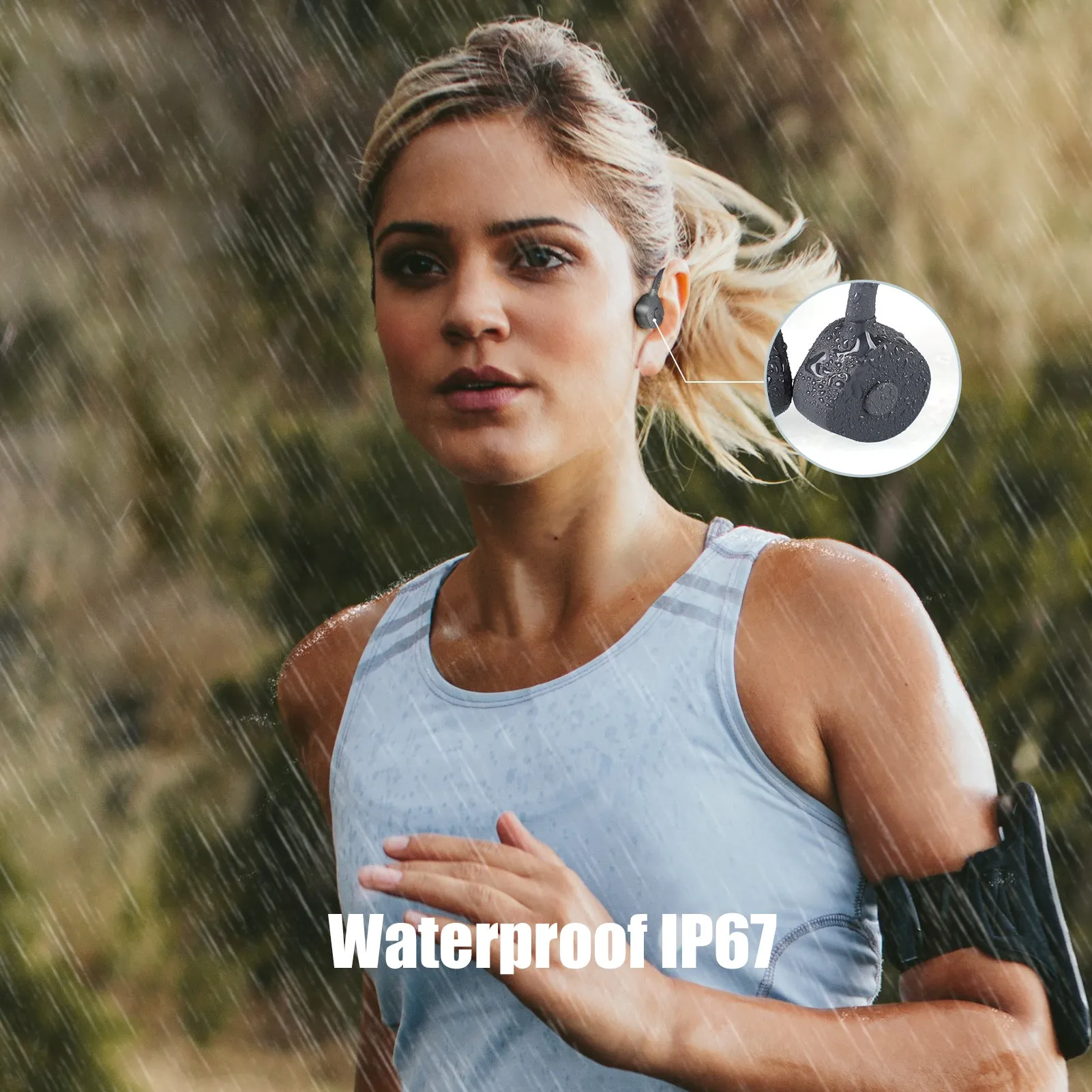 YouthWhisper Bone Conduction Headphones Bluetooth 5.2 Open Ear Headphones IP67 Waterproof Sport Earphones with Noise-Cancelling Mic - Wireless Computer Headset for Working Learning Running Hiking Cycling